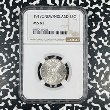 1917-C Newfoundland 25 Cents NGC MS61 Lot#G3722 Silver Nice UNC picture