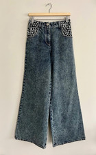 CHANEL Fall Winter 2025 Printed Washed Wide-Leg Denim Jeans Size 40 picture