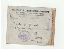 1915 Mytilène Paris censored letter WW1 25L Marseille Postal Control picture