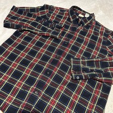L.L.Bean Flannel Shirt Mens L Regular Navy Red Plaid Cotton Button Down 1133 picture