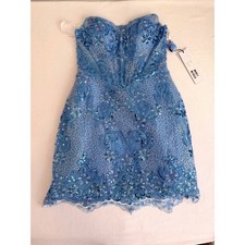 Jovani 45845A Cocktail Dress Womens 8 Light Blue Sequin Strapless Formal Luxury picture