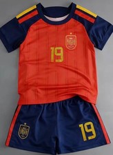 Youth Kid and Adult Lamine Yamal #19 Spain Home Soccer Jersey & Short TWO STARS picture