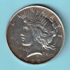 1922 P Peace Silver Dollar $1 90% Silver Coin US Mint Philidelphia Circulated picture
