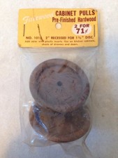 Vtg Pair Fairwood Prefinish Hardwood Walnut Round Knobs Drawer Cabinet Pulls 2