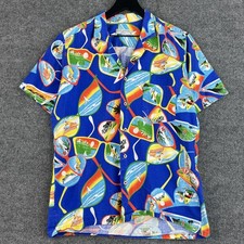 Vintage Marc Daniels Hawaiian Shirt Mens M Blue Sunglasses Sports USA Made 80s picture