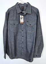 Lee 101 70S denim overshirt dry men's XL chambray blue new with tags unworn picture