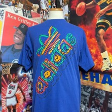 Vintage 90s Adidas Trefoil T Shirt Colorful Graphic Print Single Stitch Sz XL picture