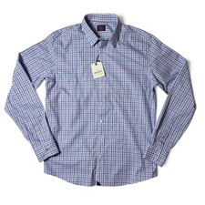 UNTUCKit Durif Wrinkle-Free Shirt Mens Size L Blue Check Tall Slim LT NWT picture