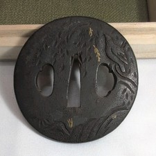 Edo Iron Tsuba Japanese Sword Guard Antique Mumei Bird Tree Bushi 1009-#28 picture