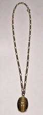 Vintage Calpro Egyptian Revival Carved Tigers Eye Scarab Pendant Necklace Figaro picture
