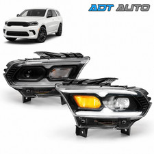 Pair Black LED DRL Headlight w/ Halogen Turn Signal For Dodge Durango 2021-2024 picture