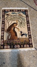 COLLECTORS' ITEM Vintage Gorgeous Laila Majnun Portrait Wall Hang Carpet picture
