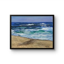 Muriello Original 8x10 Impressionist Ocean Beach Waves Painting Signed Canvas picture