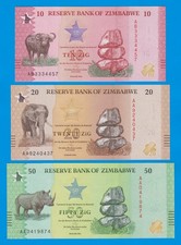NEW 2026  Zimbabwe 3 Notes, 10 + 20 + 50 Zig, P 115 + 116 + 117, 2026 UNC picture