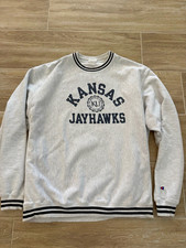 Champion Reverse Weave Kansas Jayhawks Crewneck Sweatshirt Gray XL picture