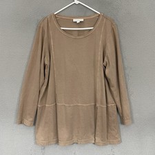 J. Jill Pure Jill Top Womens XL Brown Long Sleeve  Crew-Neck Organic Cotton picture