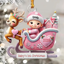 Personalized Baby's First Christmas Ornament 2026 Santa Baby Name Gift MD176 picture