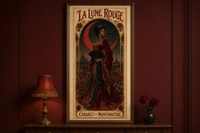 OVERSIZED 24x52 La Lune Rouge Art Nouveau Cabaret Poster picture