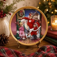 Vtg 1995 Lisi Martin Nose to Nose Christmas Plate Hamilton Collection Santa picture
