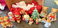 Vintage Enesco Christmas Bear Figurines Mixed Holiday Lot Ceramic Bears picture