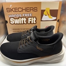 Skechers Men's Hands Free Swift Fit No More Bending Sneakers Black Size 10. NIB picture