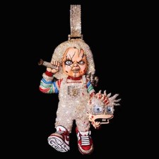 Round Cut  Real Moissanite 3D Chucky Men's Pendant 14K Yellow Gold Plated picture