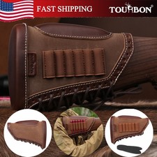 TOURBON Canvas Leather Cheek Rest Rifle Shells Holder Shooting Gun Stock Cover picture