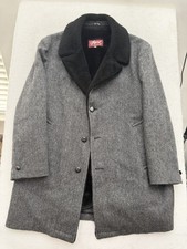 VTG Imperial by Haggar Gray Herringbone Tweed Faux Fur Lined Coat Men’s 46 USA picture