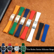 20mm 21mm Curved Rubber Watch Band for Rolex Daytona & Yacht-Master Strap Buckle picture