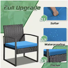 TOZEY BLACK 3-PIECE PATIO SETS STEEL OUTDOOR WICKER PATIO FURNITURE - picture