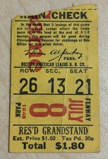 1948 7/8 Ticket Ted Williams  2 Doubles 2-4/LL .369 BA Boston Red Sox Win⚾️ picture