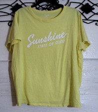 Old Navy Women’s L Yellow Sunshine State of Mind Graphic Tee Short Sleeve Crew picture