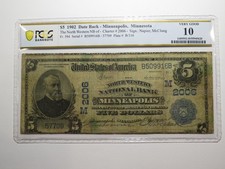 $5 1902 Minneapolis Minnesota MN National Currency Bank Note Bill Ch #2006 PCGS picture
