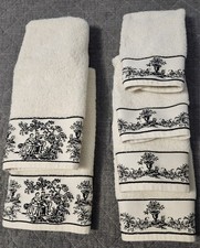 Vintage Turkish Towel Co Embellished Hand & Guest Towel Set Of 6 Ivory/Black picture