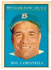 1961 Topps Roy Campanella Card #480 - MVP 1951 1953 1955 - Brooklyn Dodgers picture