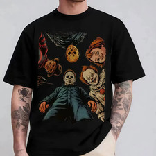 Hot 90s Unisex Vintage Halloween Spooky Horror Graphic T‑Shirt S-5XL picture