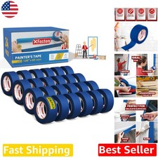 Bulk Blue Painters Tape 24 Rolls - Professional Sharp Edges, Indoor/Outdoor Use picture