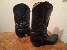 Vintage Justin Boots Men’s 11 D Black Leather Cowboy Western Boots Style 2493 US picture