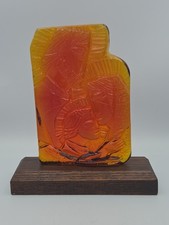 Rare Early 70s Blenko MCM Holy Family Amberina Plaque By Don Shepard  picture