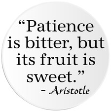 Patience Is Bitter Its Fruit Is Sweet Aristotle Quote 3 Inch Circle Sticker Gift picture