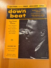 DOWN BEAT  JAZZ MAGAZINE OCTOBER 1958 THELONIOUS MONK EARL HINES HANK JONES VG+ picture