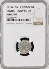 1158-1214 Silver Greek Cross Coin Kingdom Toledo King Alfonso VIII NGC Genuine picture