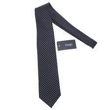 Drake's NWT Neck Tie in Navy w/ White & Blue Mini Geometric Pattern 100% Silk picture