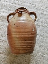 Large Handmade Primitive Salt Gkazed Triple Handle Jug Front Spout Thick Mold picture