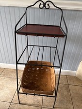 LONGABERGER Wrought Iron 3 Tier Basket Bin Rack Stand with 1 Basket picture
