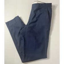 Santorelli Romeo Dress Pants Mens 34 Blue Virgin Wool Micro Houndstooth Italy picture