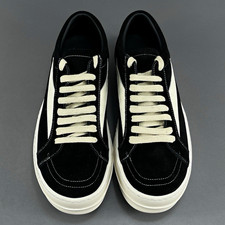 Rick Owens Vintage Sneaks Black/White Suede Lace-Up Low Top EU 42 US 9 NWB picture