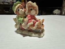 Christmas Calico Kittens  Winter  'Silver Bells' Cats on Sleigh  Enesco picture