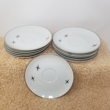 VTG Fukagawa China Arita 713 ATOMIC STARBURST 6 Inch Saucer Plates - Lot of 11 picture