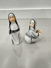 Vintage Lefton Nun Figurines Set Of 2 Skateboarding & Bowling picture